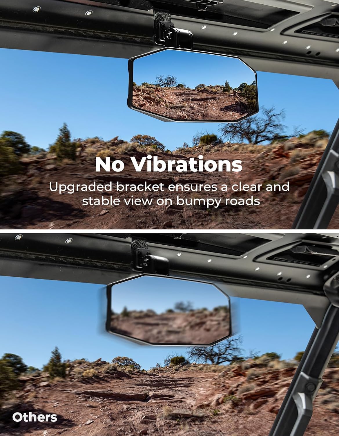 KEMIMOTO Upgrade Tool-free Adjustable Rear View Mirror Compatible with Polaris Ranger 1000 XP 900 500 570/Crew Wide-Angle Convex Anti-Vibration Rearview Mirror Accessories Replace #2879969