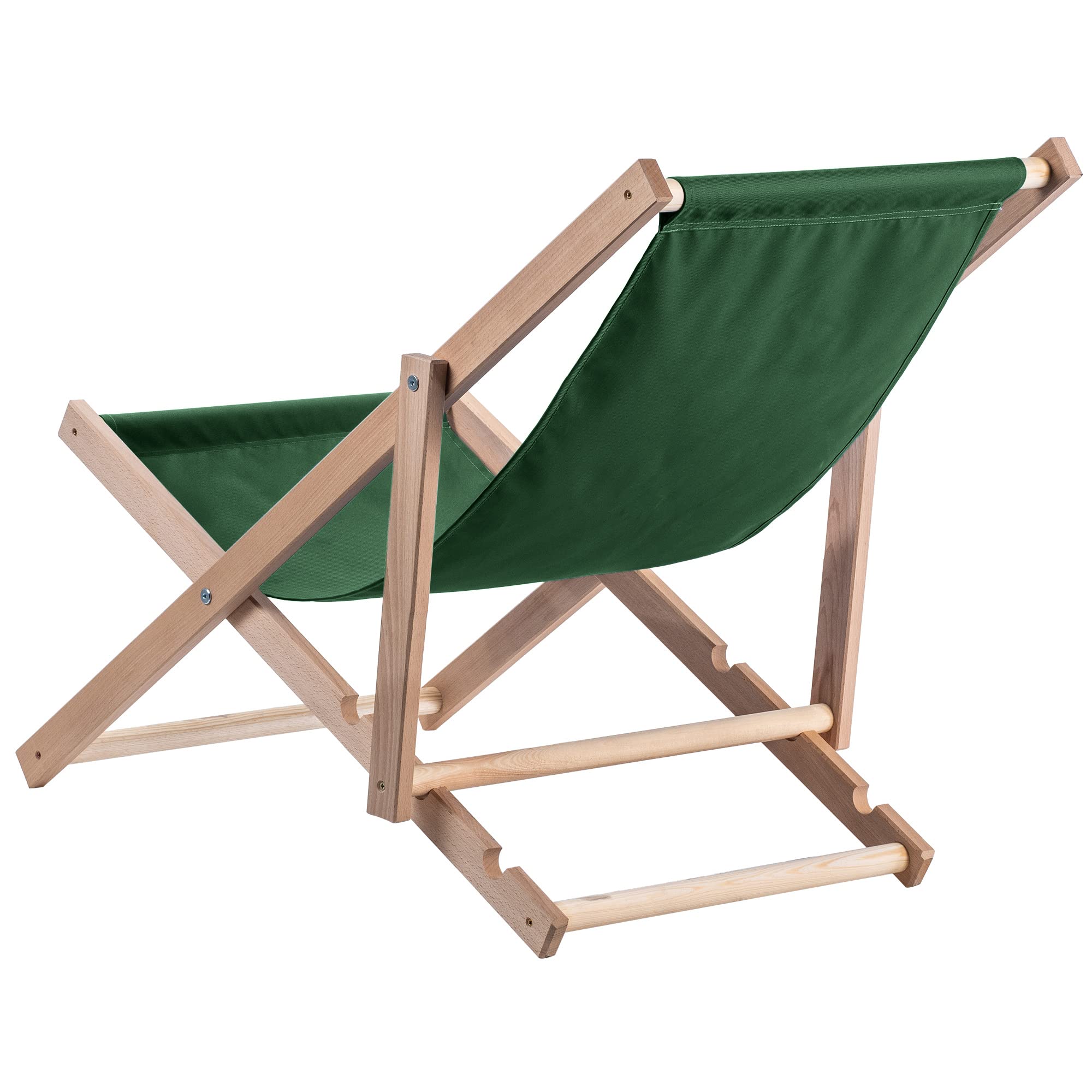 KADAX Sedia a Sdraio Pieghevole in Legno Massello di Faggio, Regolabile per il Relax al Mare, sul Balcone, in Terrazza e nel Giardino (Verde Scuro)