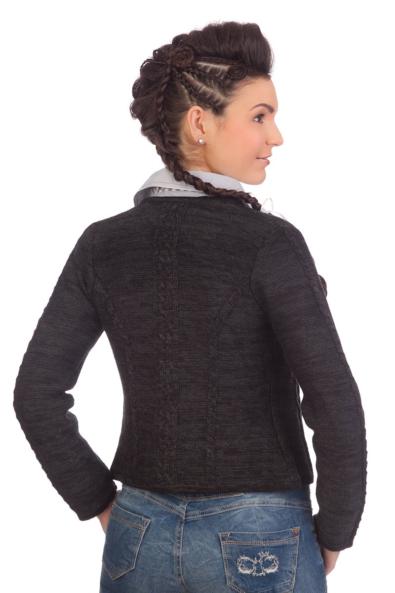 Spieth & Wensky Damen Trachten Strickjacke - BONN - hellgrau, schwarz