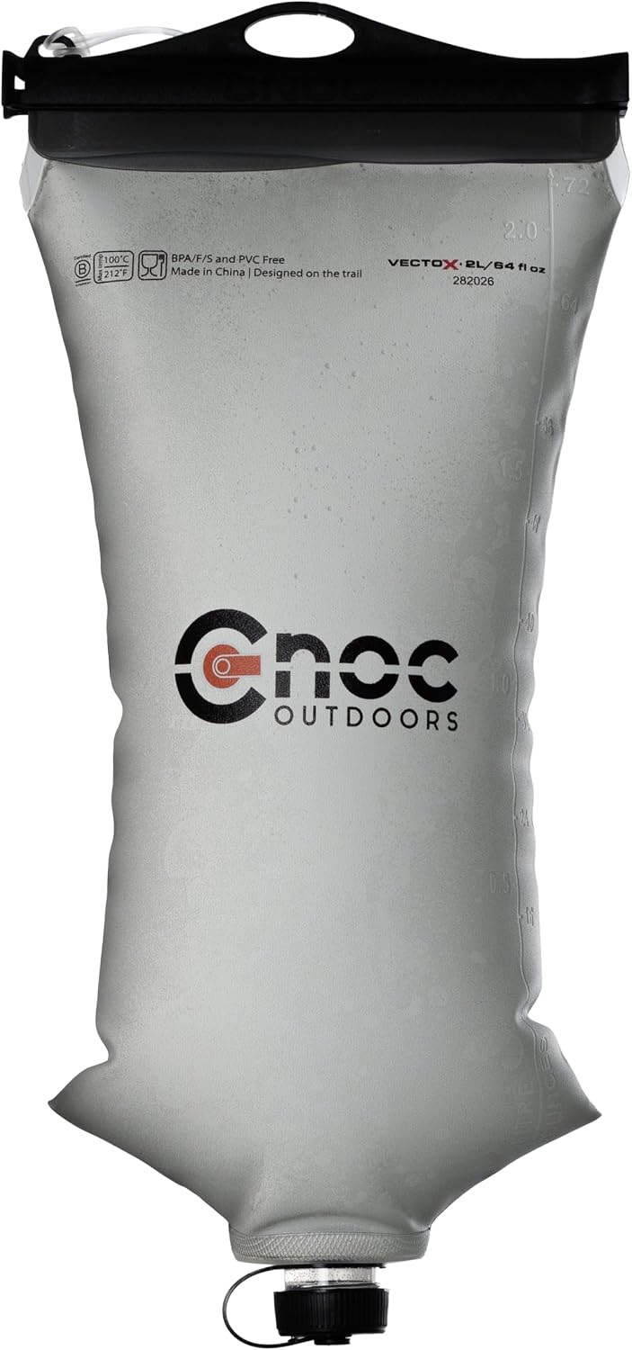 VectoX Extra Durable Water Collection and Filtration Bag 2L Smoky - 28mm Neck Compatible with Popular Filters - Wide Opening for Water Collection - Lightweight and Compact - Tethered Cap and Slider