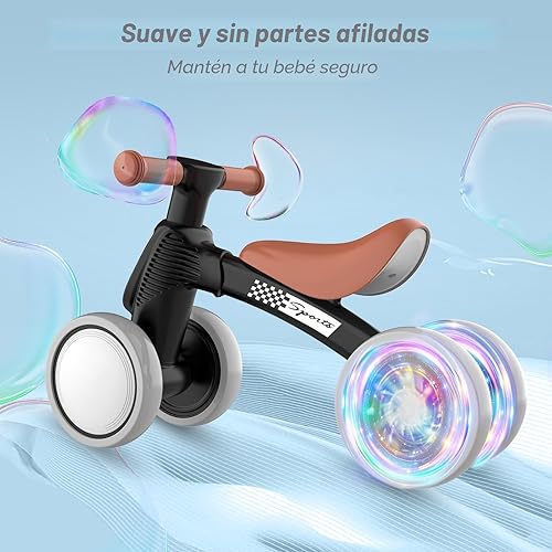 Miniatura 4 de Bicicleta de equilibrio para bebés con iluminación colorida de WETIFY para niños de 1 año, regalos para niños, bicicleta de equilibrio para niños