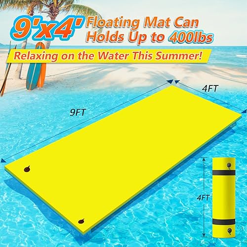 Miniatura 5 de CTSC Lily Pad - Tapete flotante para agua, 9 x 4 pies, tapete flotante para lago, 3 capas de espuma XPE resistente al desgarro con una correa