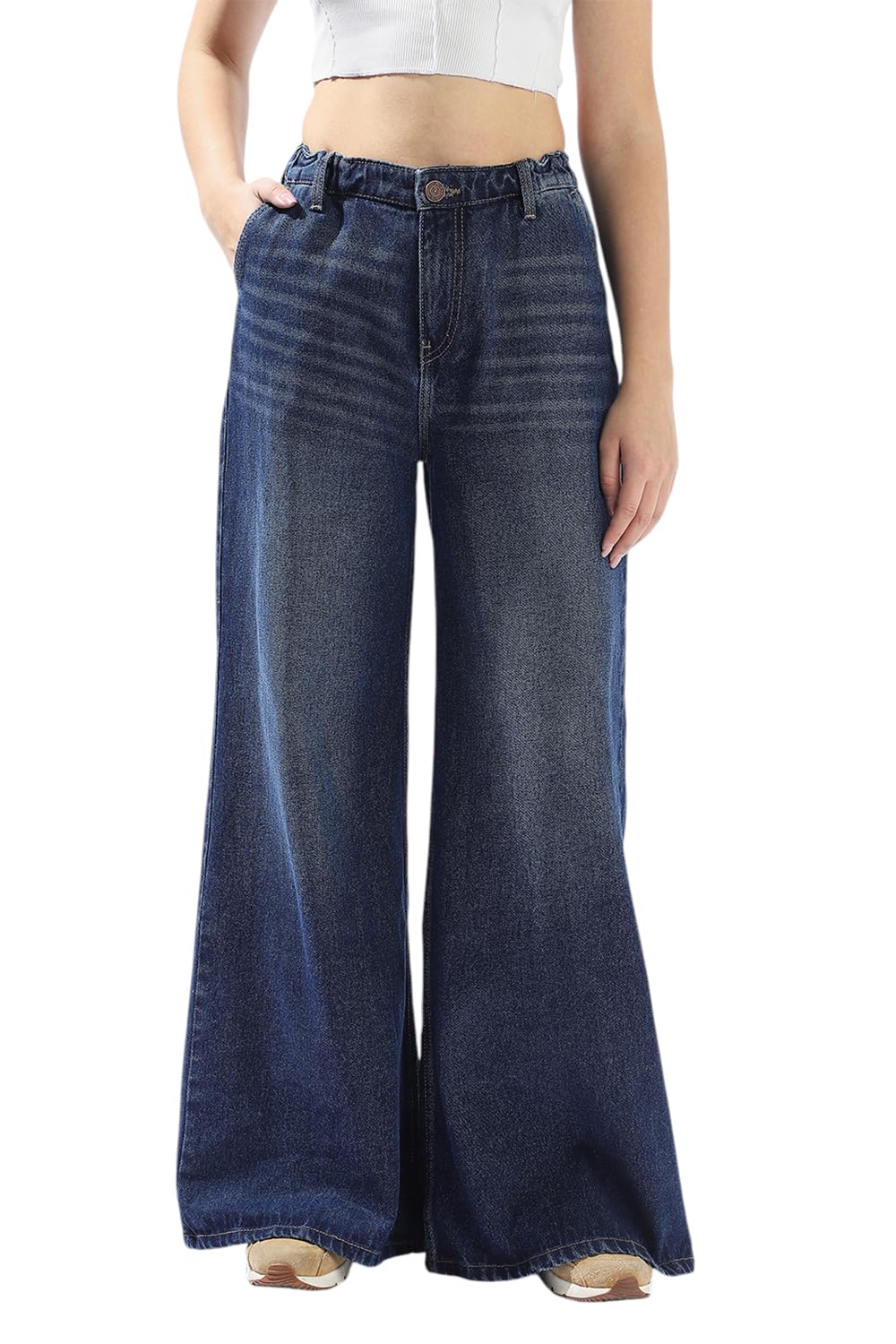 high star clothing High Star Women Washed Wide Leg Regular fit High-Rise Straight Jeans-picture-26