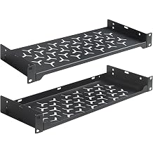 2 Pack 1U Server Rack Shelf, 19 Inch Universal Network Rack Mount Tray, 6 Inches Deep Vented Cantilever Shelf for AV/IT Equipment, Black