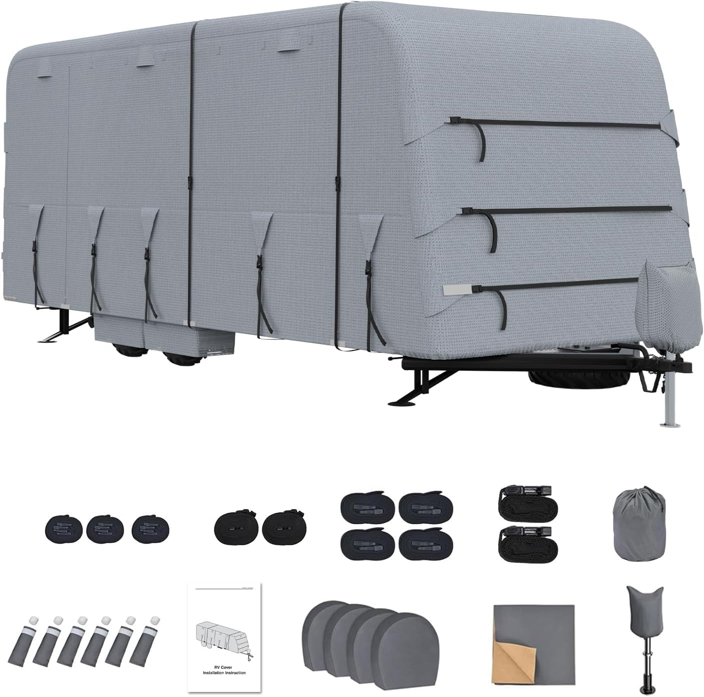 Garvee Funda para Remolque de Viaje Extra Gruesa 7 Capas – Protección Impermeable y Anti-UV para Autocaravana 18-20FT – Resistente a Lluvia, Nieve, Polvo