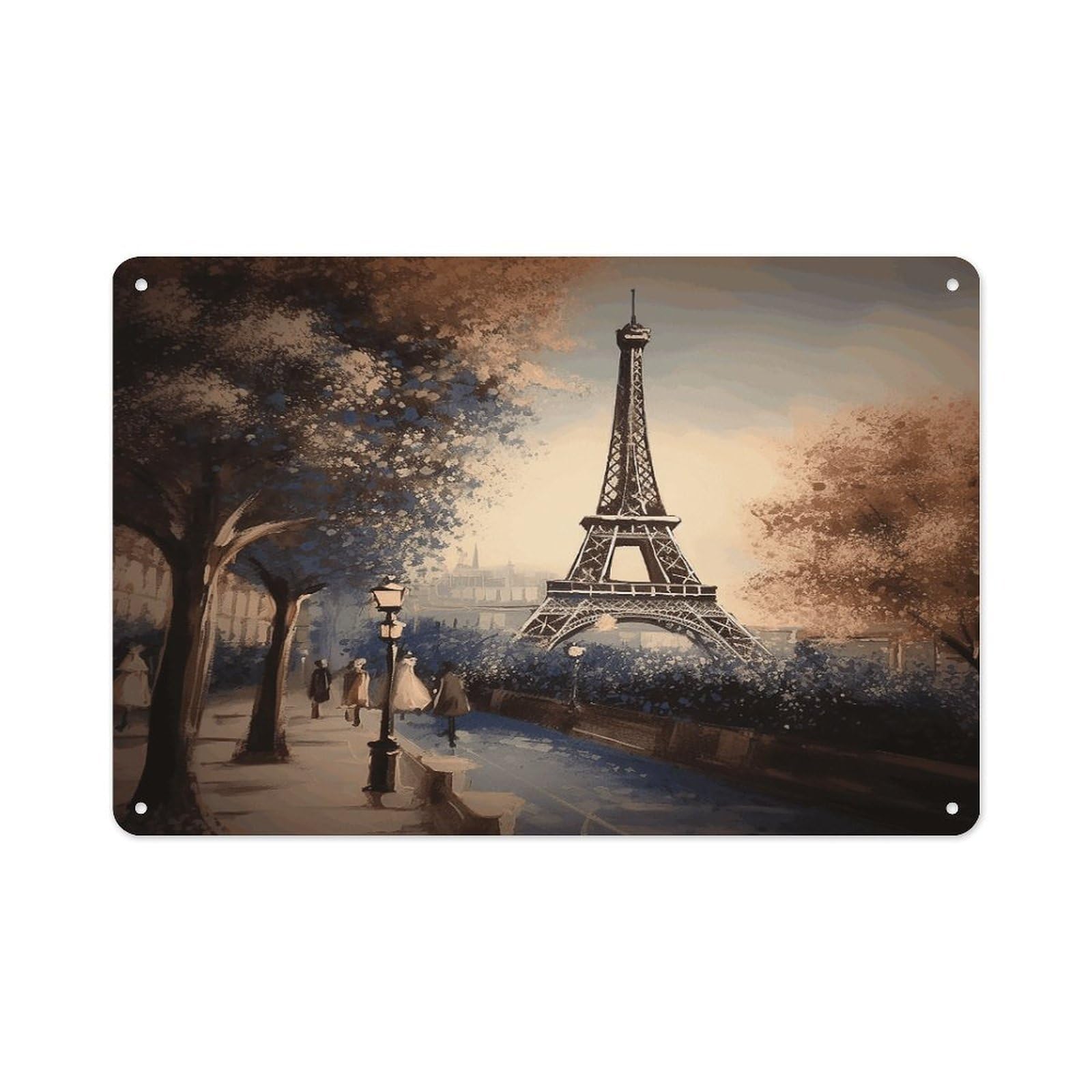 VstaDank Metal Aluminum Romantic Paris Eiffel Tower Sign Wall Decor Vintage Metal Sign Plaque Boho Wall Hanging Decor Sublimation Picture Panel Personalized Plaque Poster 8x12in