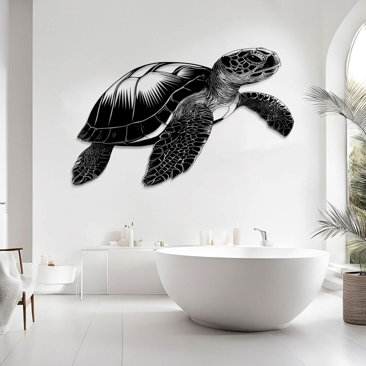 Veplsur Metal Turtle Wall Decor, Turtle Metal Wall Art, Coastal Turtles Art, Ocean Animal Decor, Marine Biology Hanging, Ocean Beach Hanging for Living Room Bathroom Bedroom (Black, 59"x38"|150x96cm)