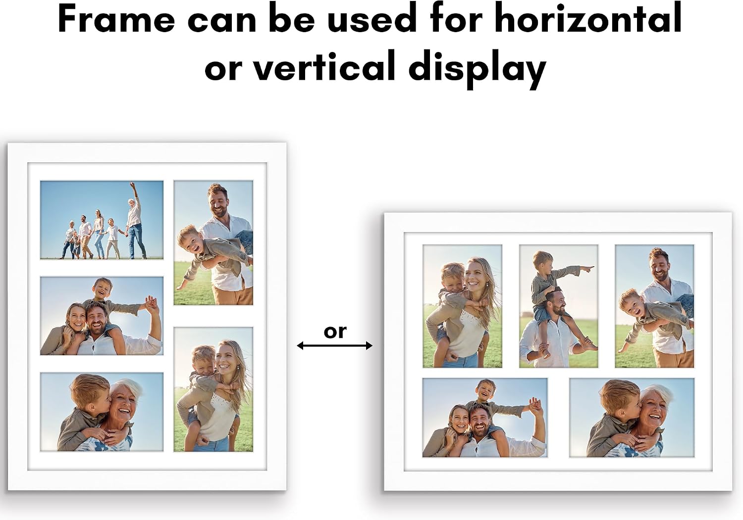 Americanflat 4x6 Collage Picture Frame with Shatter-Resistant Glass - Fits Five 4x6 Photos or Use as One 11x14 Picture Frame - Signature Collection - Collage Frames for Wall Display - White