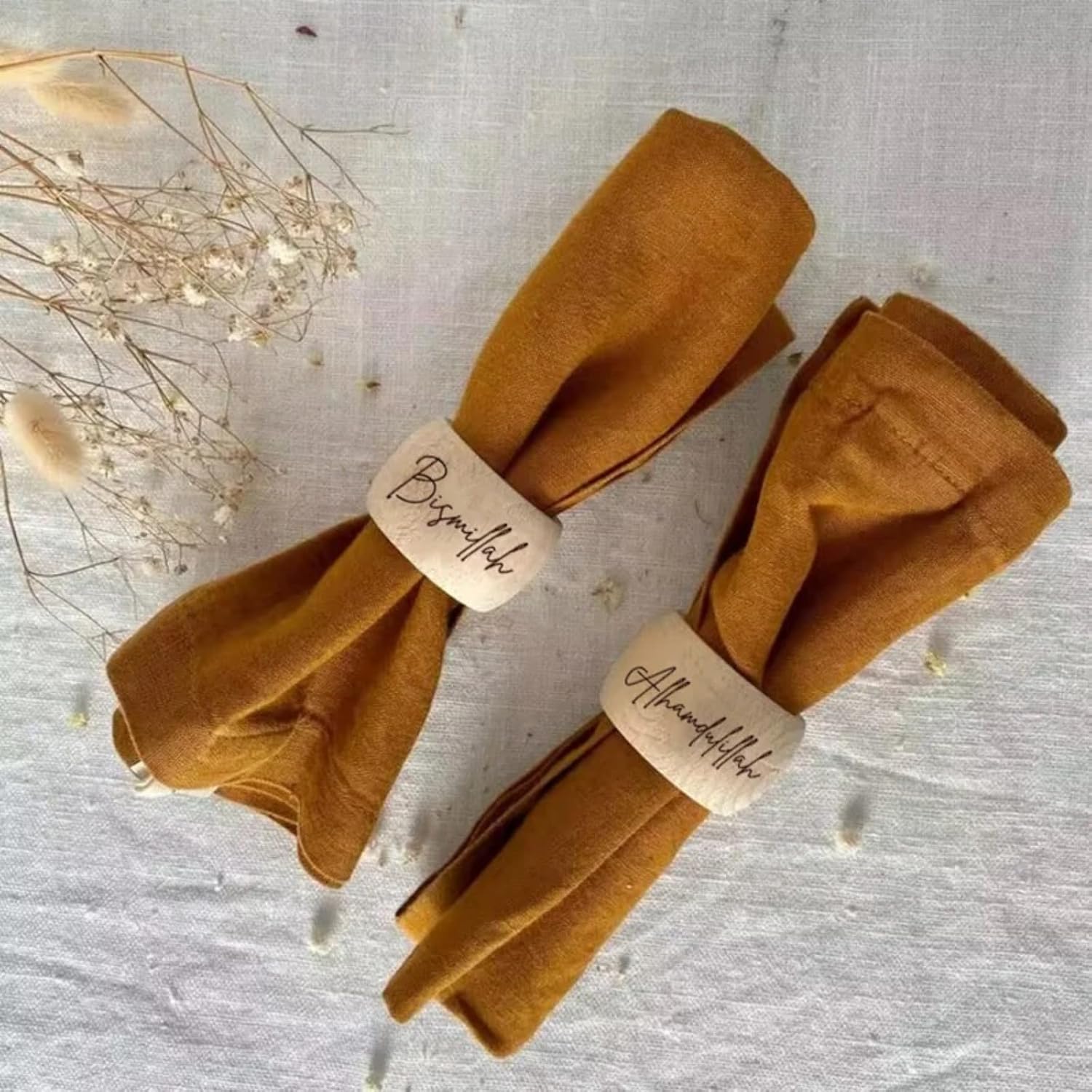 ZXH Personalized Wooden Napkin Rings,Custom Name Engraved Napkin Rings,Napkin Ring Holders Rustic Wedding Engagement Bridal Shower Bachelorette Hen Party Decoration Table Place Setting (100PCS)
