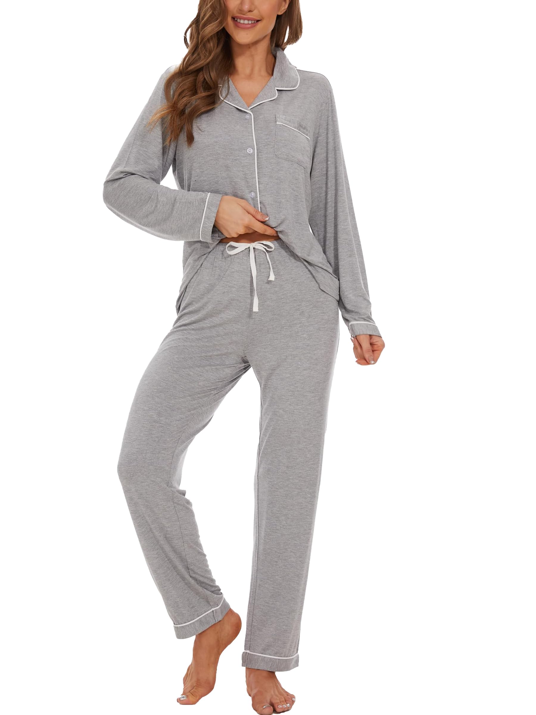 Sleepwear Button Up Ladies Pyjamas Button Up Pajamas For Women