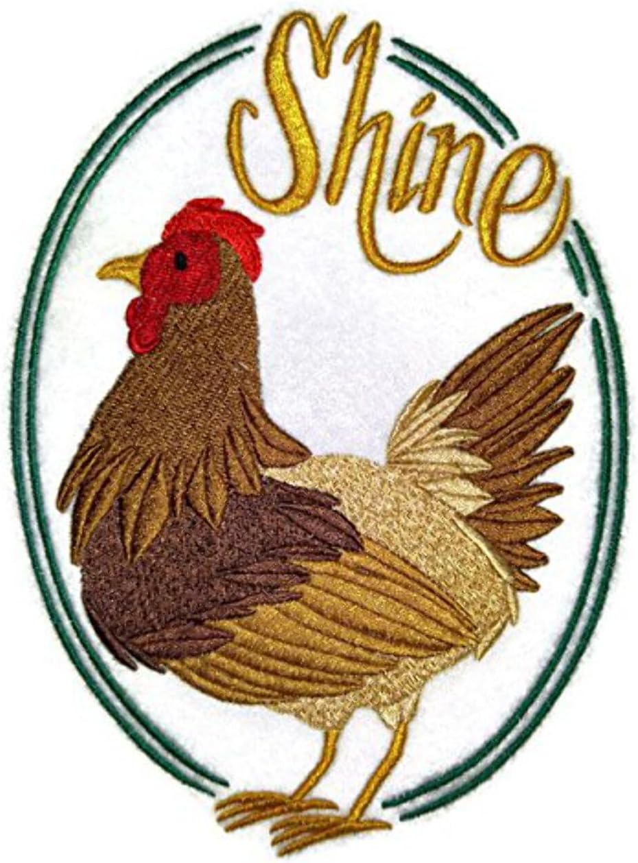 BeyondVision Nature Weaved in Threads, Amazing Rooster [Rise and Shine Hen ] [Custom and Unique] Embroidered Iron on/Sew Patch [6.54" *4.85"] [Made in USA]