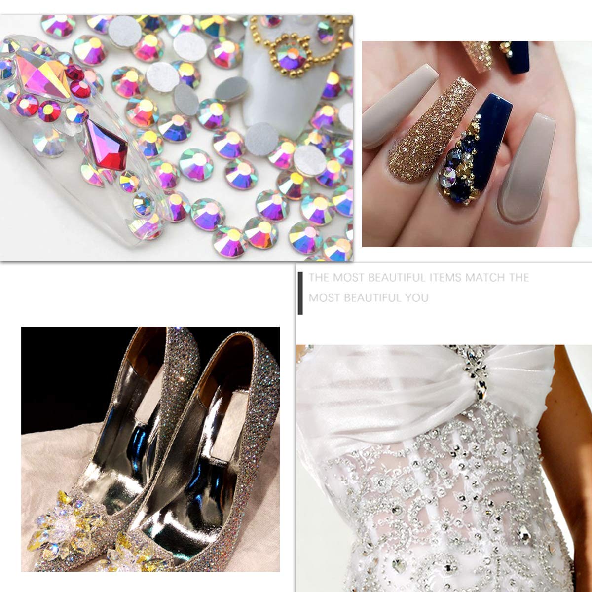 5000 Pcs FlatBack Crystals AB and Clear Rhinestones,Mix 24 Style Multi Shapes Glass 3D Decorations For Nail Art Craft Flat Back Stones Gems Set (5000 pcs rhinestones+48 pcs Crystals)