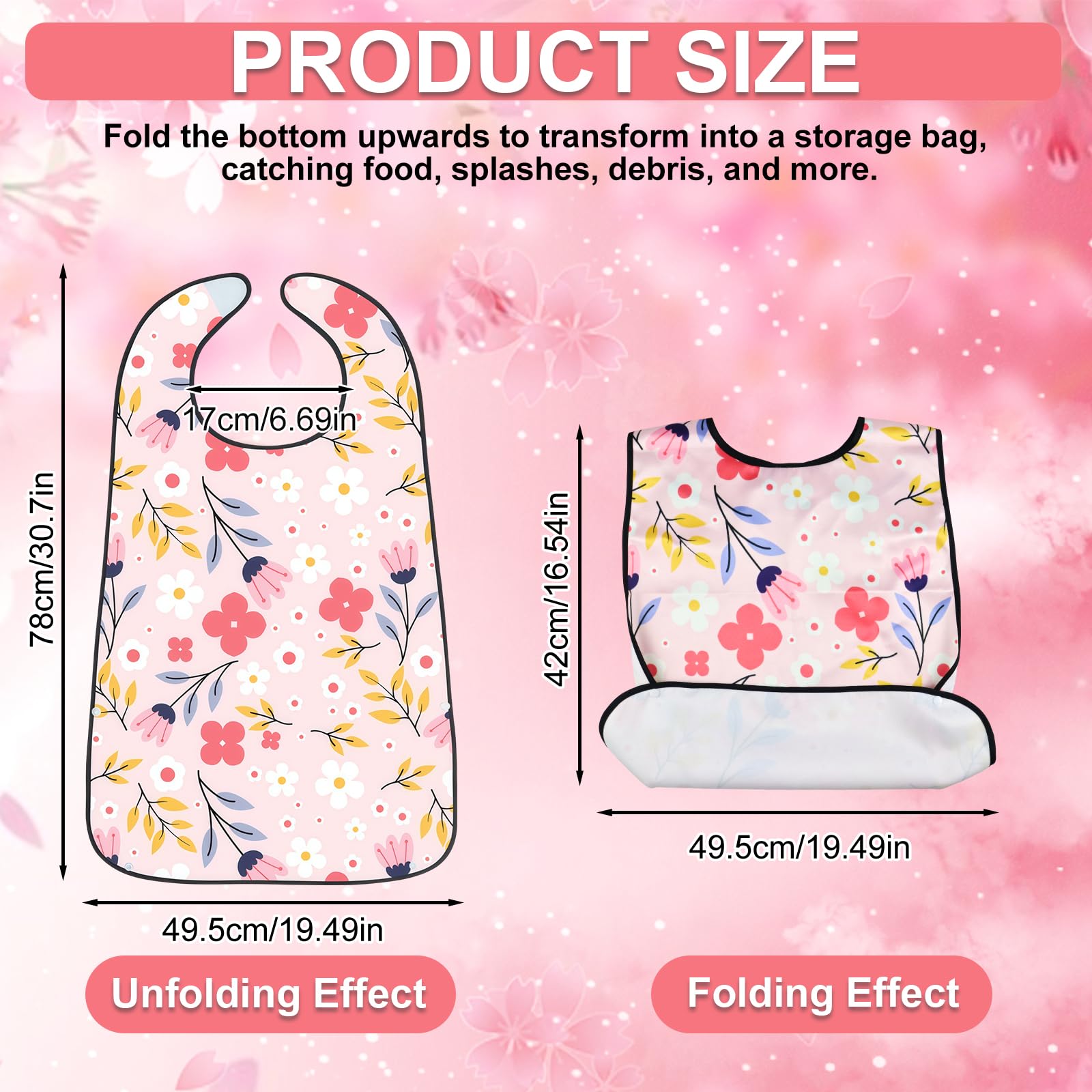 DRADERCH 2 Pezzi Bavaglino Adulti,Bavagli da Adulto Con Strappo,Bavaglini Per Anziani Lavabile e Riutilizzabile,bavaglini adulti anziani,Per Disabile e Pazienti,78 cm X 49cm - 2