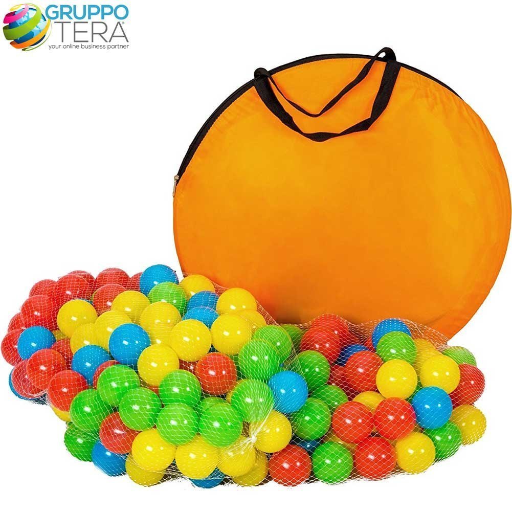 Bakaji Tenda Igloo per bambini con 200 palline + Tunnel + Casetta da gioco Pieghevole Sistema POP-UP Salvaspazio