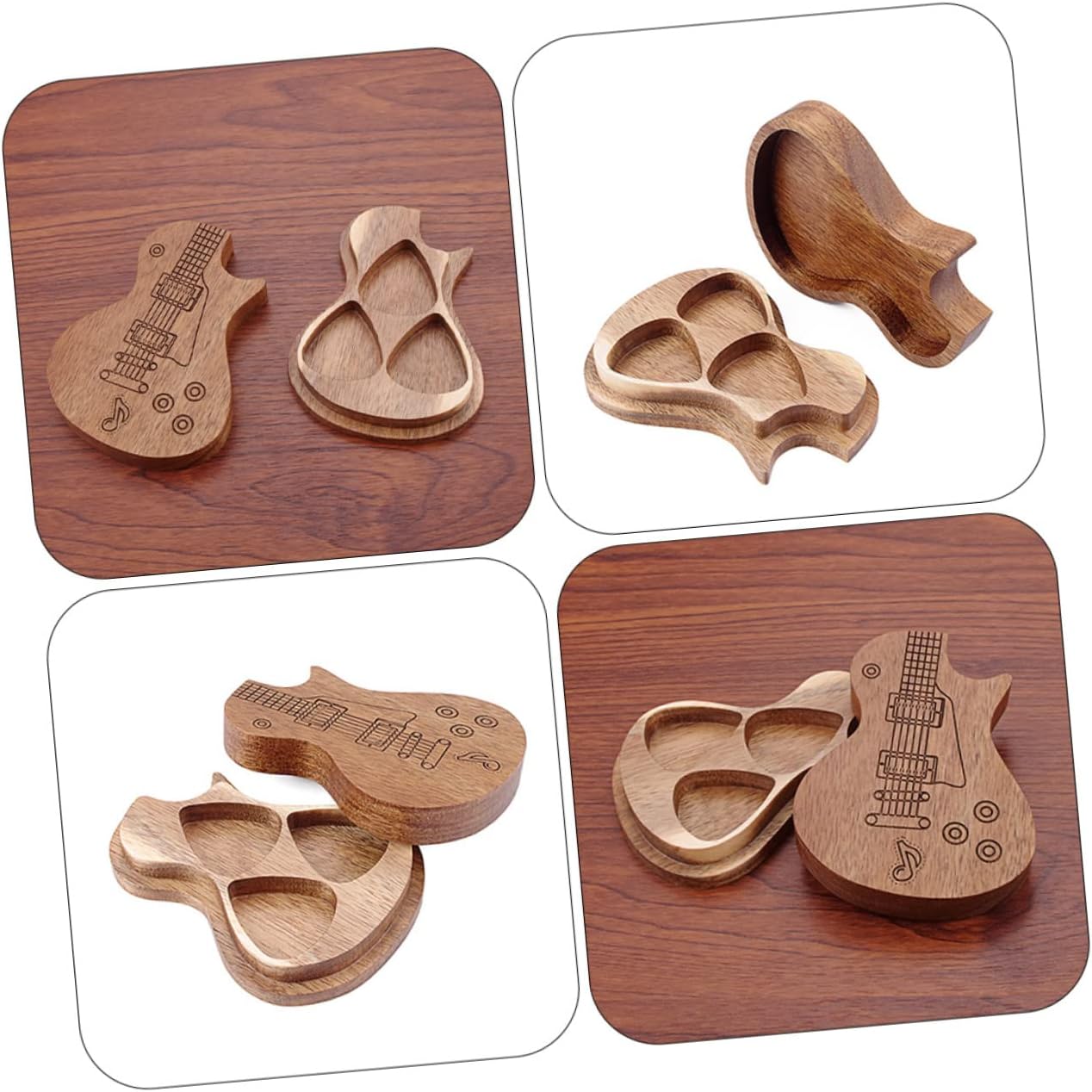 Handmade Wooden Guitar Pick Holder, Smooth Polished Storage Organizer image 2
