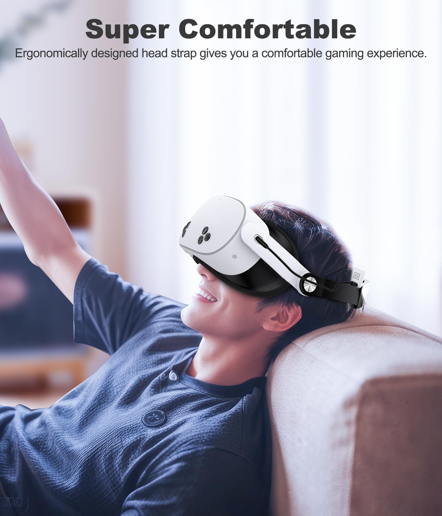 10000 mAh batería VR Headstrap para Meta Quest 3/3S/2, ajuste del tamaño de la cabeza VR Headstrap compatible con Quest 3/3S/ Quest 2, reduce el estrés en la cara, apoyo y comodidad