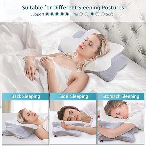 Miniatura 3 de Almohada cervical para aliviar el dolor de cuello, espuma viscoelástica de contorno, almohadas ortopédicas ergonómicas de apoyo para el cuello para