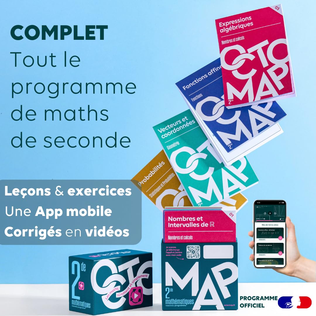 OCTOMAP Maths Seconde Générale – Tout le programme de 2de en cartes mentales augmentées: Leçons claires, exercices par niveau, 250 vidéos, appli mobile. Clarté, confiance, autonomie