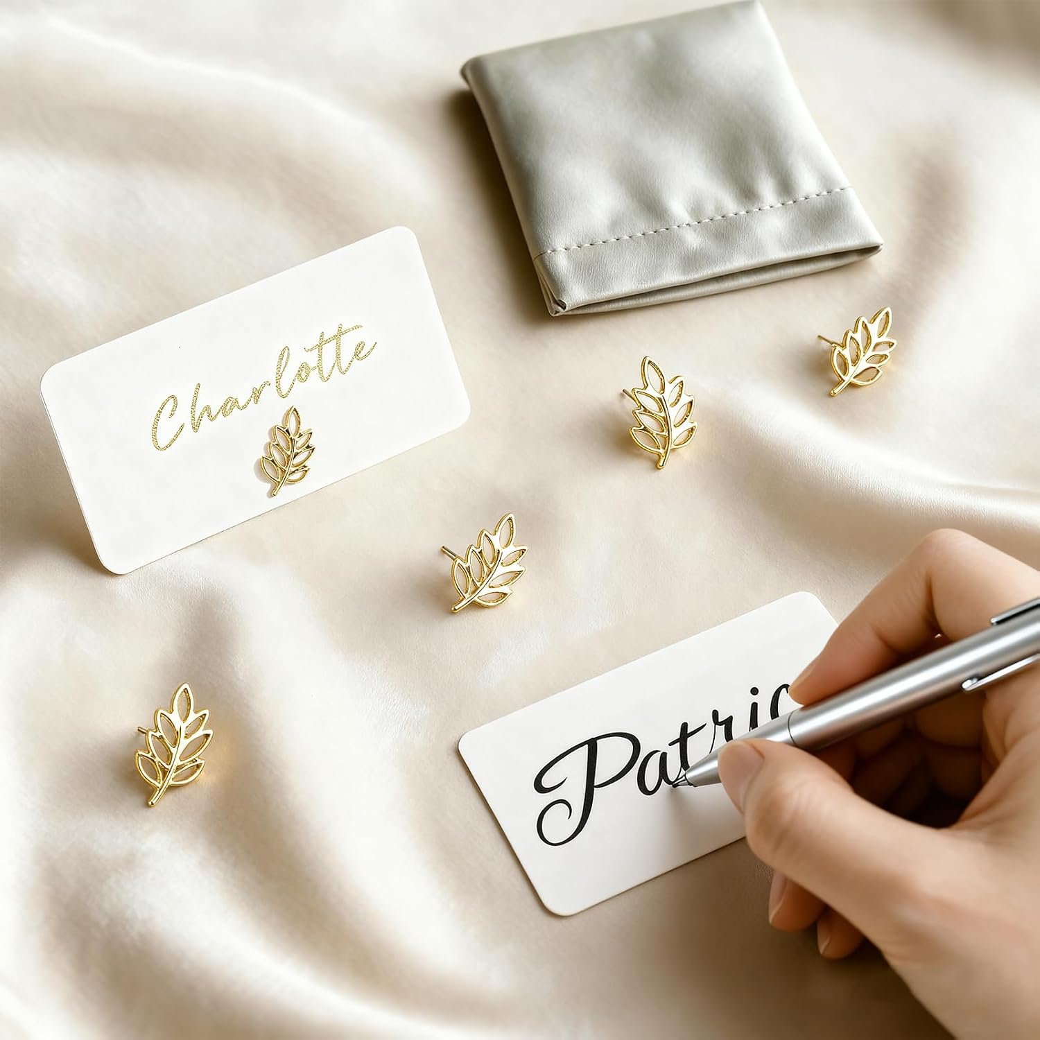 Place Card Holders Price Tag Holder Food Labels for Party Name Cards for Table Setting Dessert Tags Miniature Holder (Leaf, 12 Pcs)