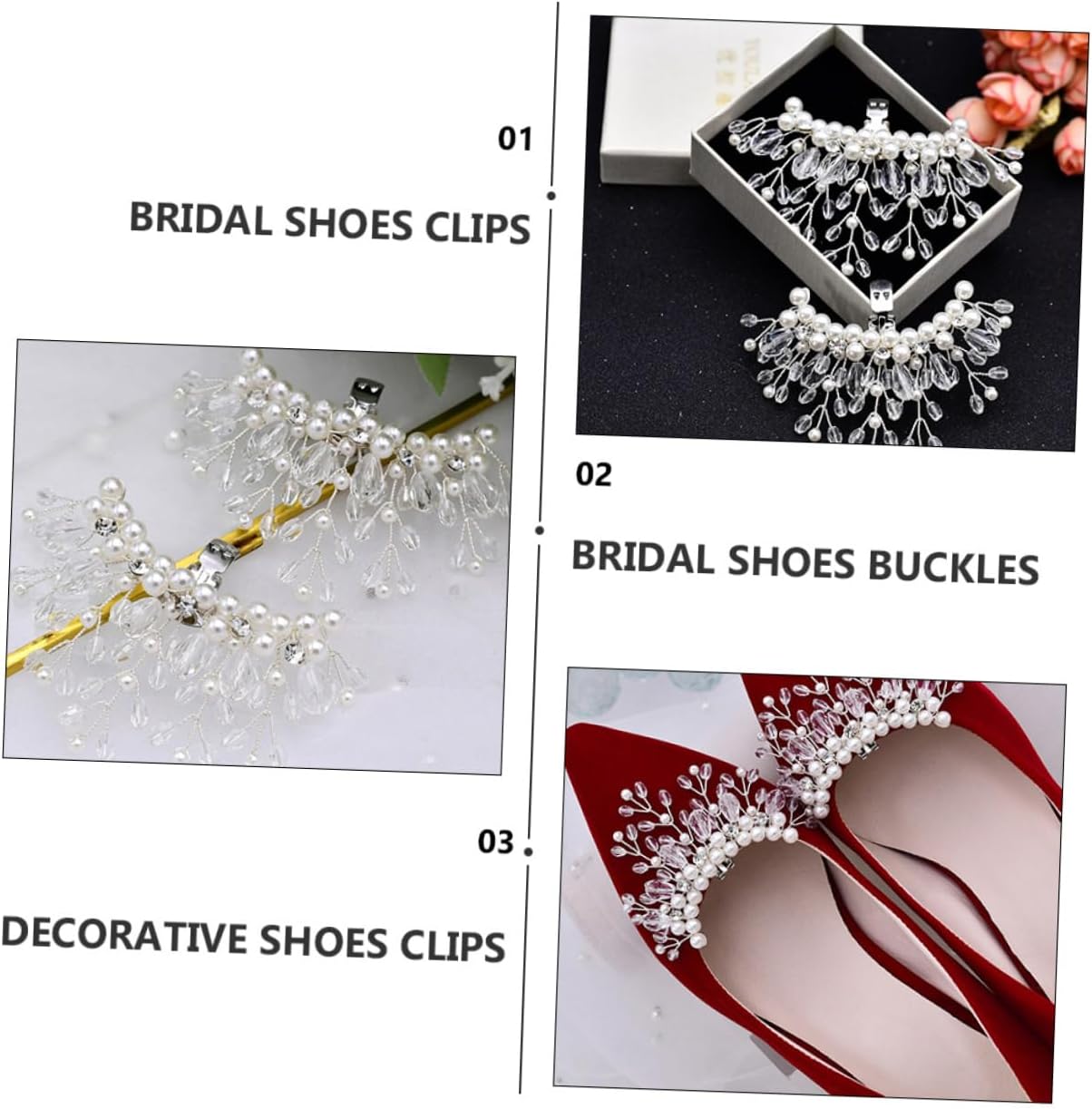 VANZACK Crystal Pearl Shoe Clip Bridal Shoe Clips Wedding Ceremony Decorations Decorative Shoes Buckles