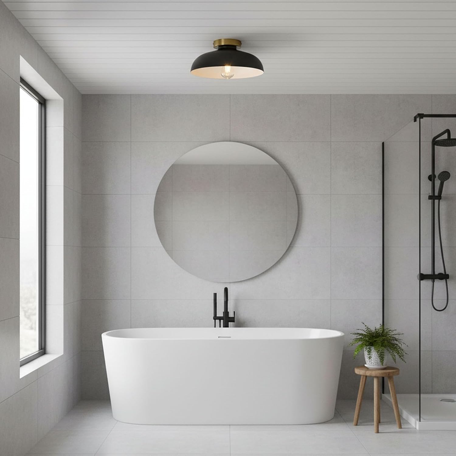 2 Pack Modern Semi Flush Mount Ceiling Light,Industrial Black and Gold Ceiling Fixtures,E26 Ceramic Lamp Head Light Fixture for Kitchen Entryway Hallway Laundry Room Bedroom Foyer 11.8 Inch