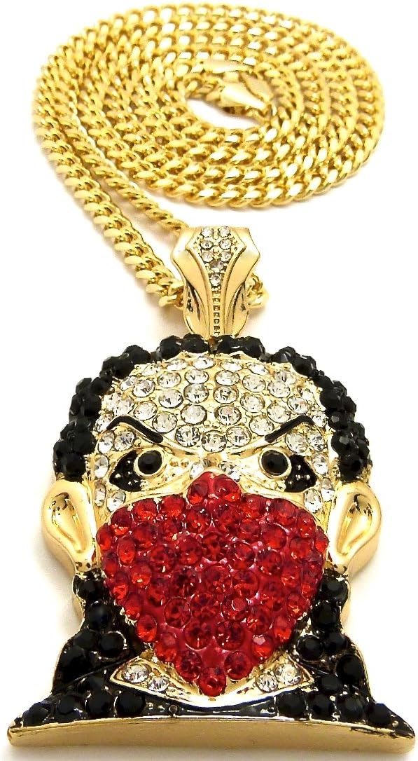 GWOOD Masked Face Goon Pendant with Gold Color Cuban Necklace
