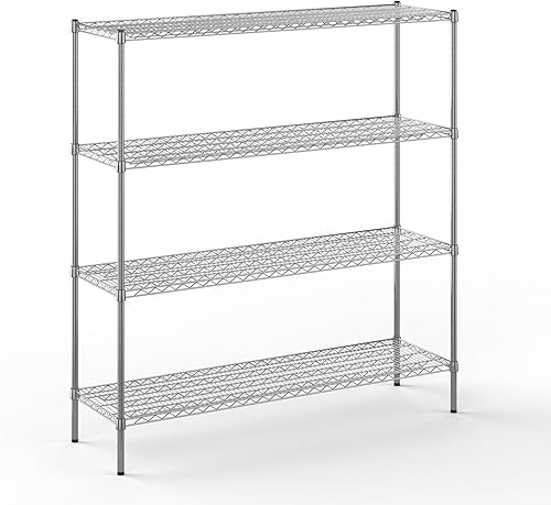Miniatura 403 de Kit de estantería de alambre cromado de 4 niveles de 24 pulgadas de profundidad x 24 pulgadas de ancho x 64 pulgadas de alto Unidad de estante