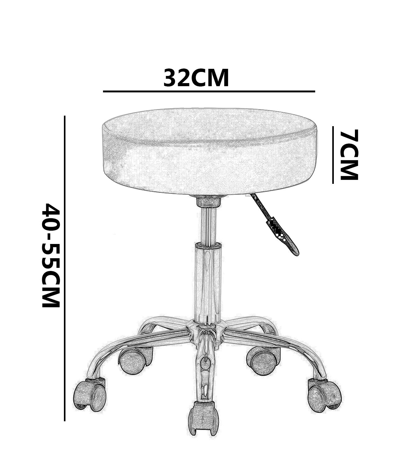 Taburete Giratorio con Ruedas para Peluquería, Cosmética, Dentista, Silla de Trabajo Profesional Giratoria