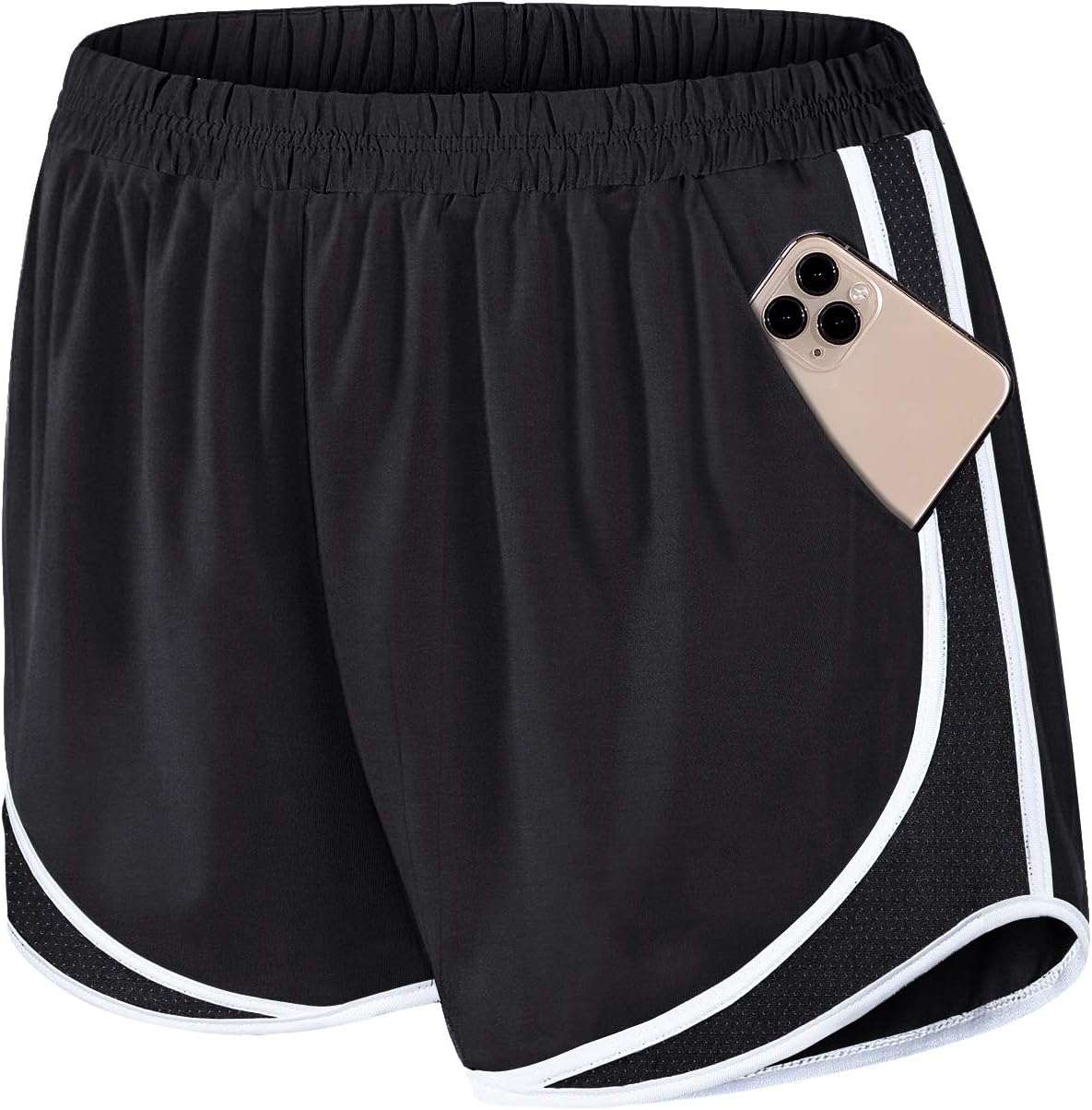 Fulbelle Running Shorts with Pockets Women Double Layer Athletic Workout Gym Shorts