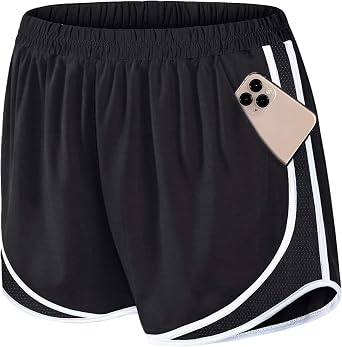 Fulbelle Running Shorts with Pockets Women Double Layer Athletic Workout Gym Shorts