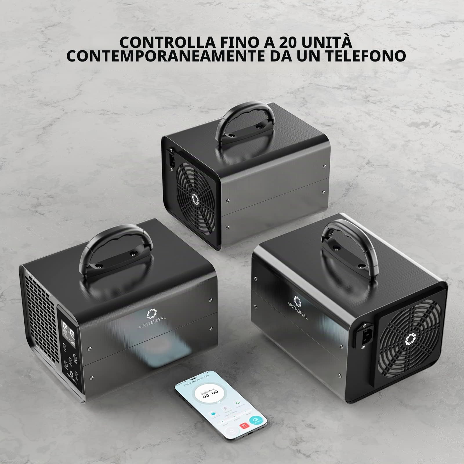 Airthereal MA10K-PRO SMART Generatore di Ozono WiFi – Purificatore d’Aria, Deodorante e Sterilizzatore – Potenza Ozonizzatore e Timer Regolabili per Stanze di Qualsiasi Dimensione – Nero