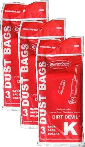 EnviroCare Bolsas de repuesto para aspiradora hechas para adaptarse a Royal Dirt Devil Stick Vac Tipo K. 9 bolsas
