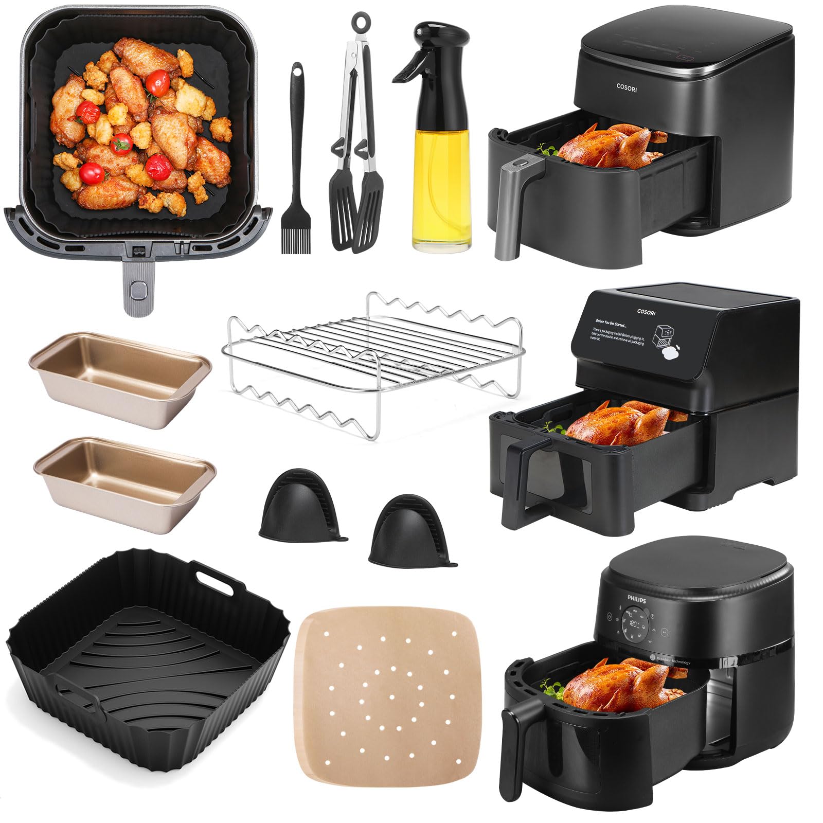 Stampo In Silicone Per Airfryer Philips 2000 6,2L E Cosori Turboblaze 6L, Antiaderente