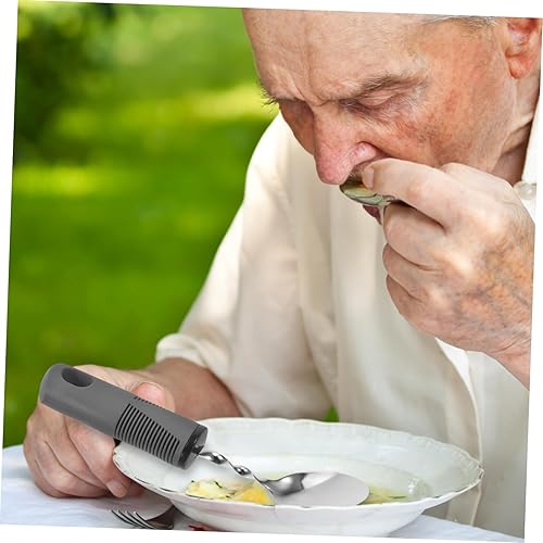 Miniatura 5 de 3 utensilios adaptativos con peso para ancianos con diseño de agitación de mano para un agarre cómodo, cubiertos ergonómicos para una alimentación