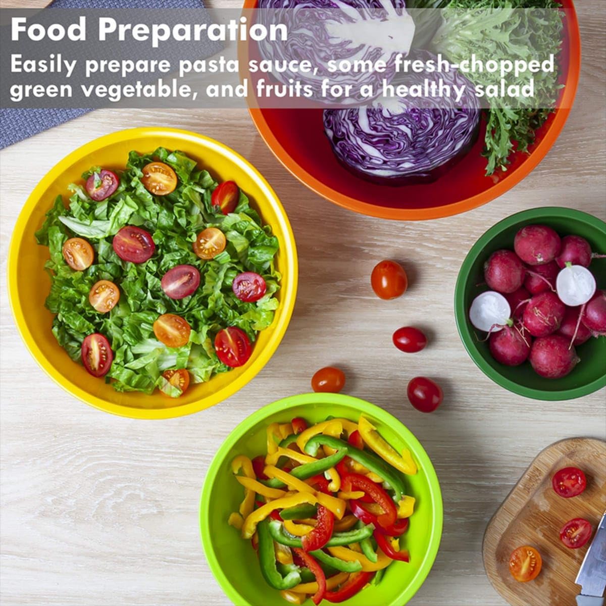 Generic Plastic Mixing Bowl Set Colorful Serving Bowls for the Kitchen, Assorted Sizes, 6 Pack