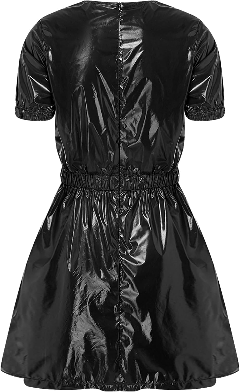 Jugaoge Women Plastic Dress Short Sleeve Babydoll Lingerie