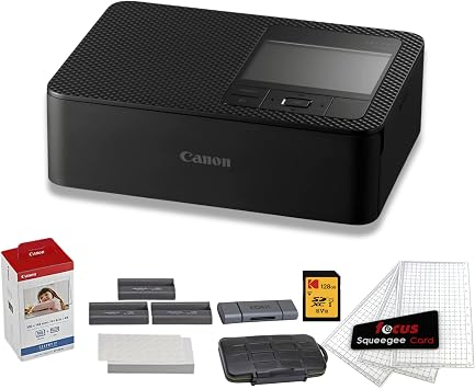 Canon Selphy CP1500 Wireless Compact WiFi AirPrint USB and Dye Sublimation Photo Printer Black Bundle with Accessories 12 Items