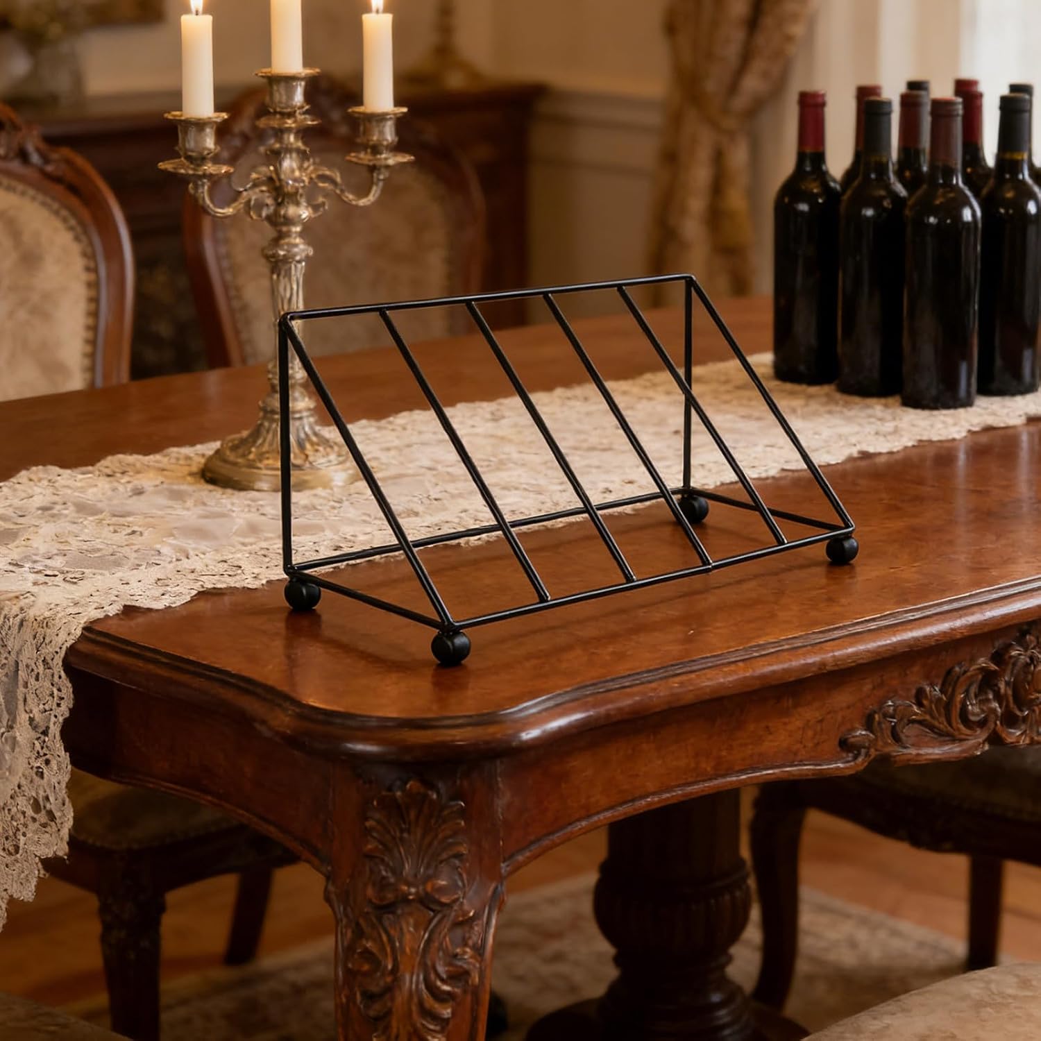 UKCOCO Modern Iron Wine Holder for Cabinet with Multiple Tiers Space Saving Freestanding Wine Rack Shelf for Entryways and Kitchen Versatile Display Stand