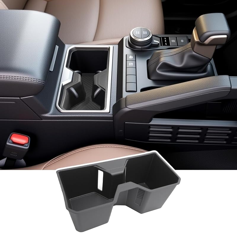 Inserto para porta-copos do console central Toyota 4Runner 2025 Qyebbk em TPE preto Qyebbk-006