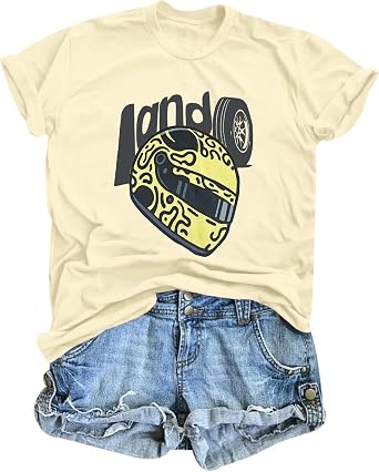 VILOVE Racing Shirt Women Race Car Lover T Shirts Causal Race Day Tee | Helmet Number Letter Graphic Print Tshirt Fast Cars Cute Short Sleeve Tops
