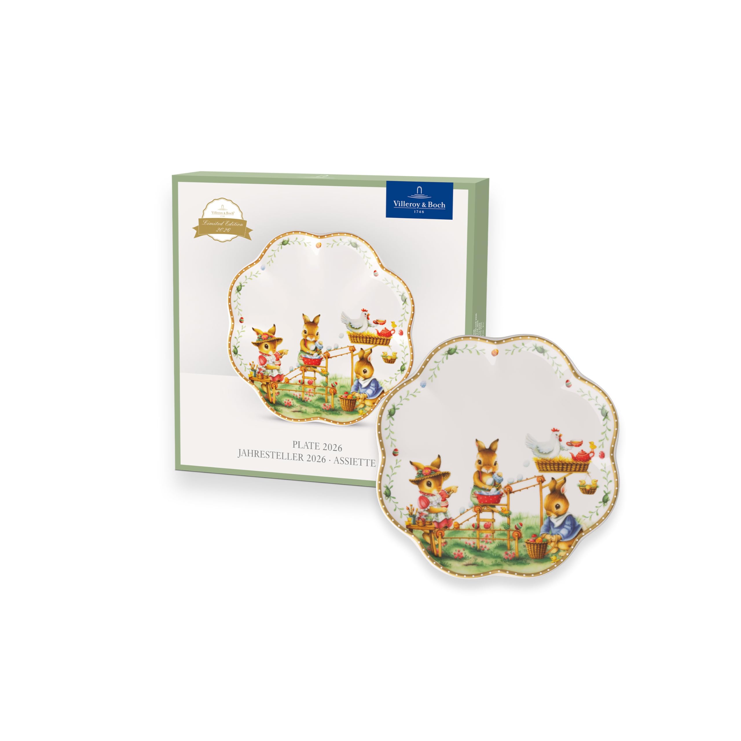 Villeroy & Boch – Annual Easter Edition Plate 2026 Multicoloured, Easter Plate in Premium Porcelain with Gold-Coloured Accents, Dinner Plate, Decoration, Limited collectable