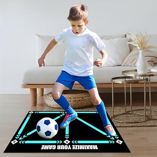 Miniatura 4 de Football Footstep Training Mat, Soccer Training Mat 35 * 24IN, Soccer Skills Training Equipment with Storage Bag and Soccer Return Trainer Net