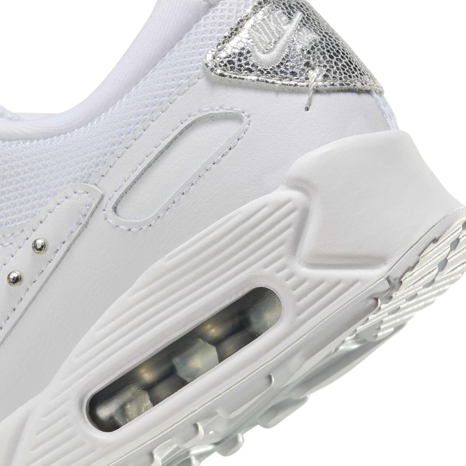 Nike Air Max 90 Futura Women's Shoes (FQ8888-100, White/Metallic Silver/Chrome/Platinum Tint) Size 6