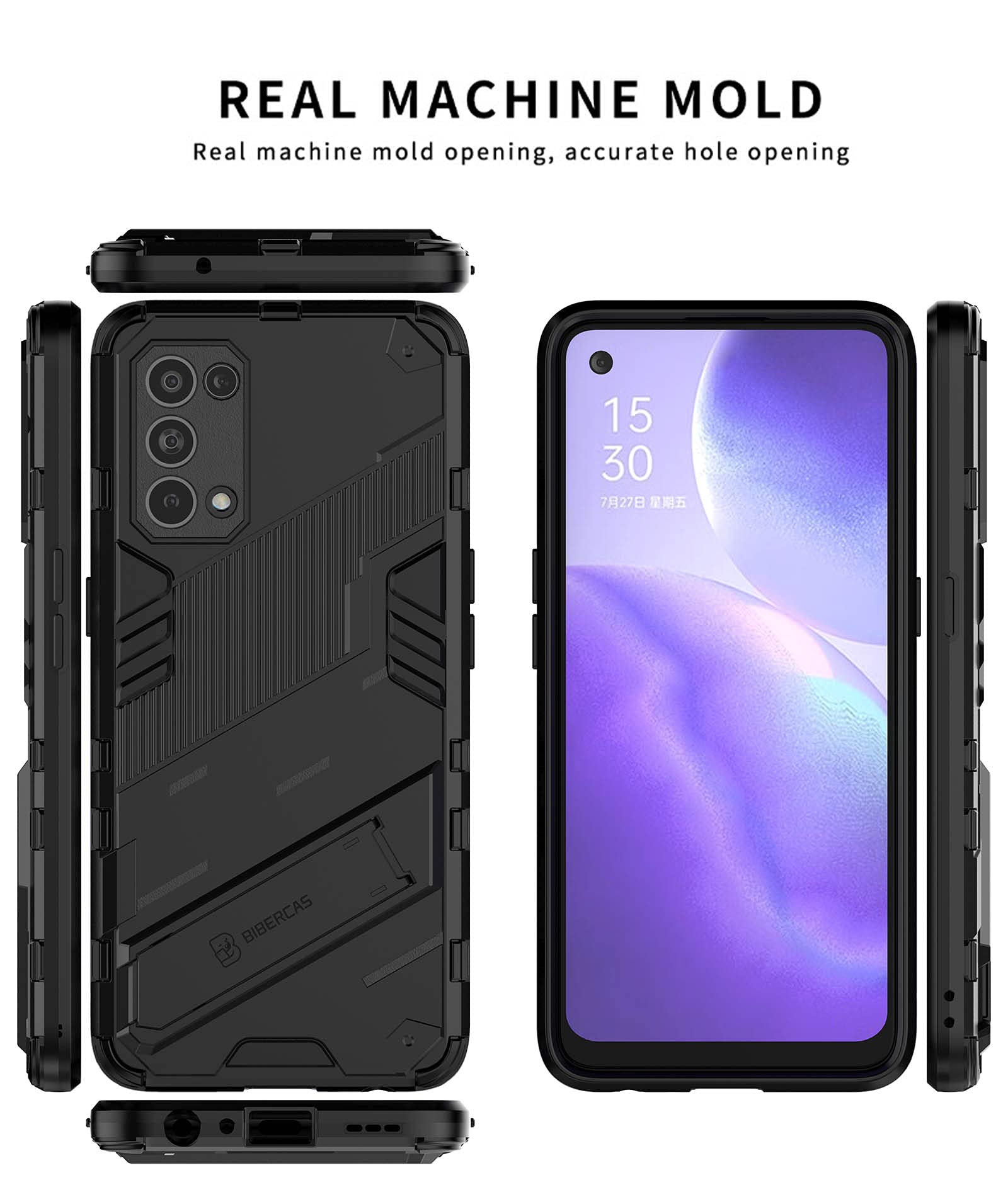 Custodia Oppo Find X3 Lite Con Supporto – Cover Ibrida Dual Layer Antiurto E Antigraffio – Grigio - 2