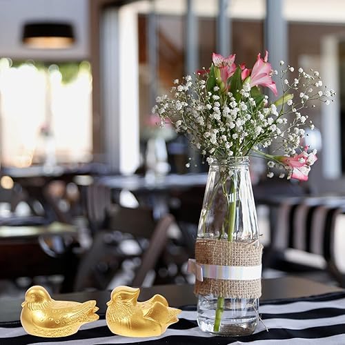 Miniatura 3 de 1 par de estatua de mandarín Feng Shui chino Yuan Yang Love Birds esculturas de pájaros de latón para decoración de mesa del hogar, boda
