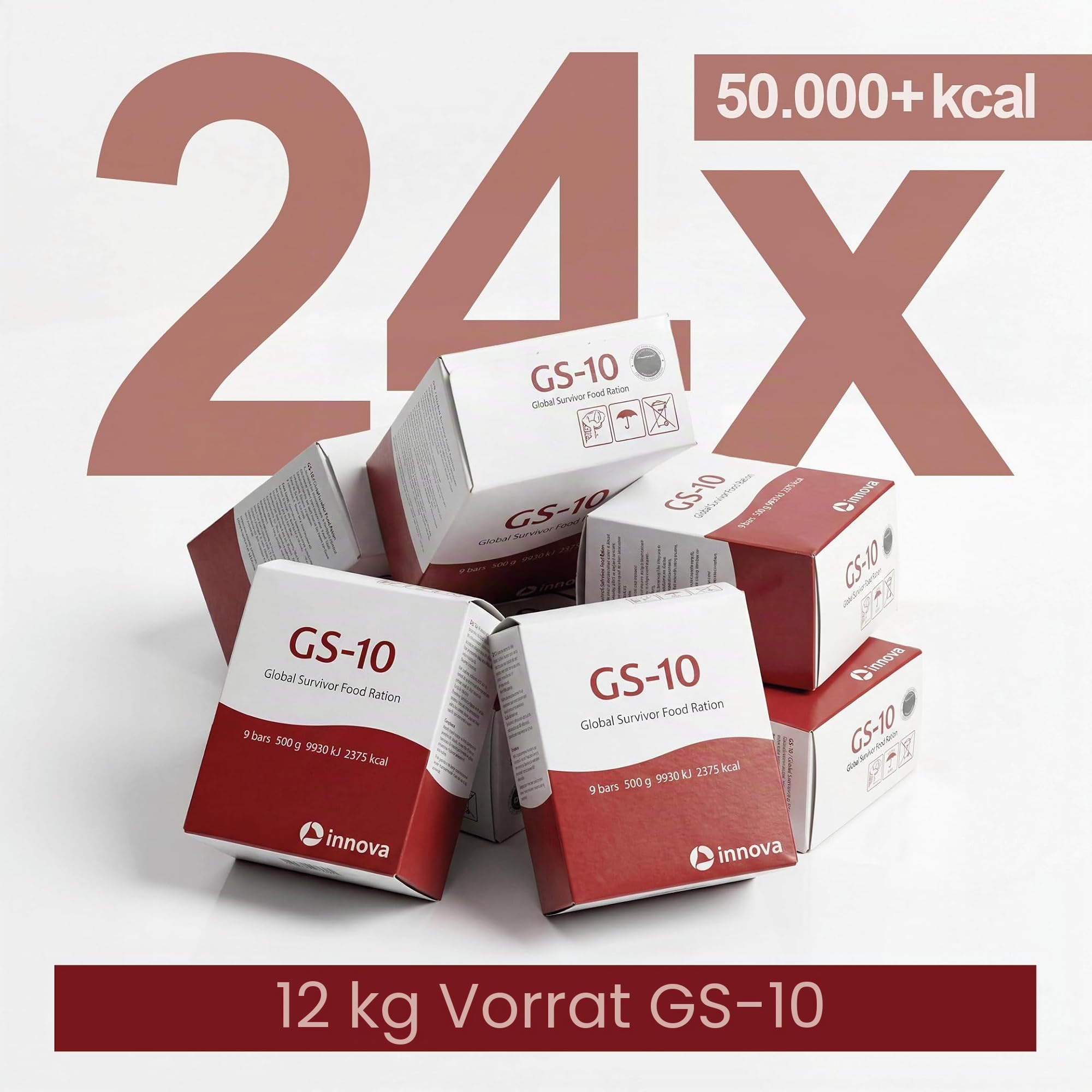 GS-10 & BP-ER Emergency Food Set 48x 500g – 20 Jahre Langzeitnahrung zur Krisenvorsorge & Blackout – Sofort verzehrfertige Notration, vegetarisch, lange haltbar – Survival Food für den Notvorrat