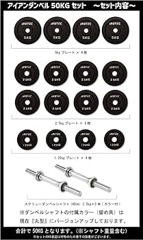 Amazon | IROTEC アイアン ダンベル 50KGセット (どっしり重量感 片手