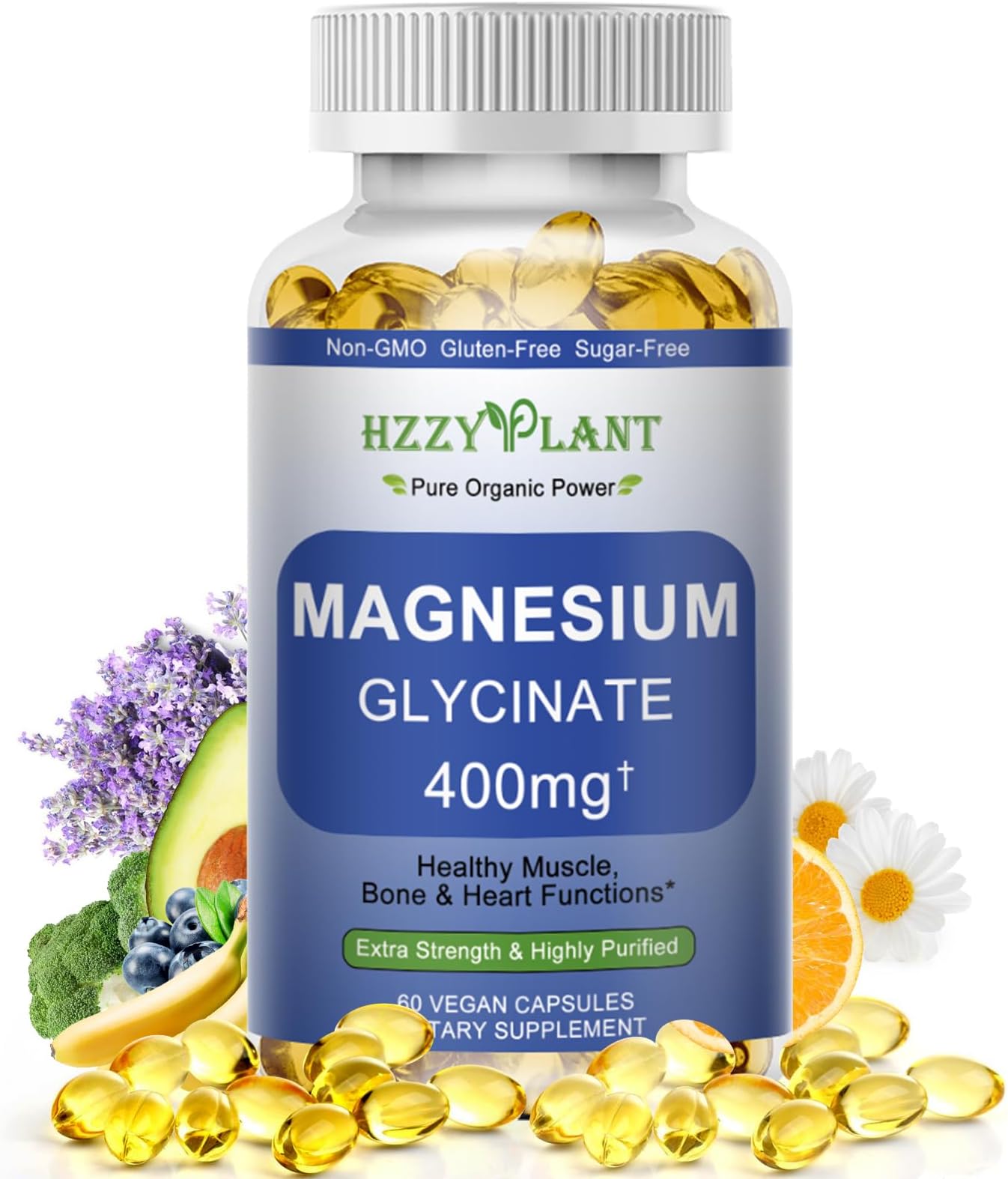 Magnesium Glycinate Softgels, High Absorption Magnesium Glycinate 400mg Supplement for Muscle, Heart, Sleep & Bone Support, Bisglycinate Softgel Capsules Supplement, Vegan, Non-GMO, 2 Month Supply