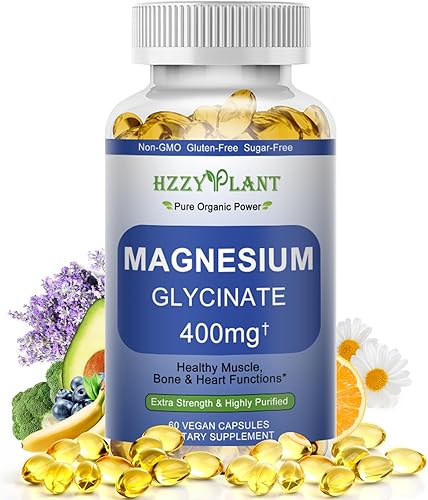 Cápsulas blandas de glicinato de magnesio, suplemento de glicinato de magnesio de alta absorción de 400 mg para apoyo muscular, corazón, sueño y