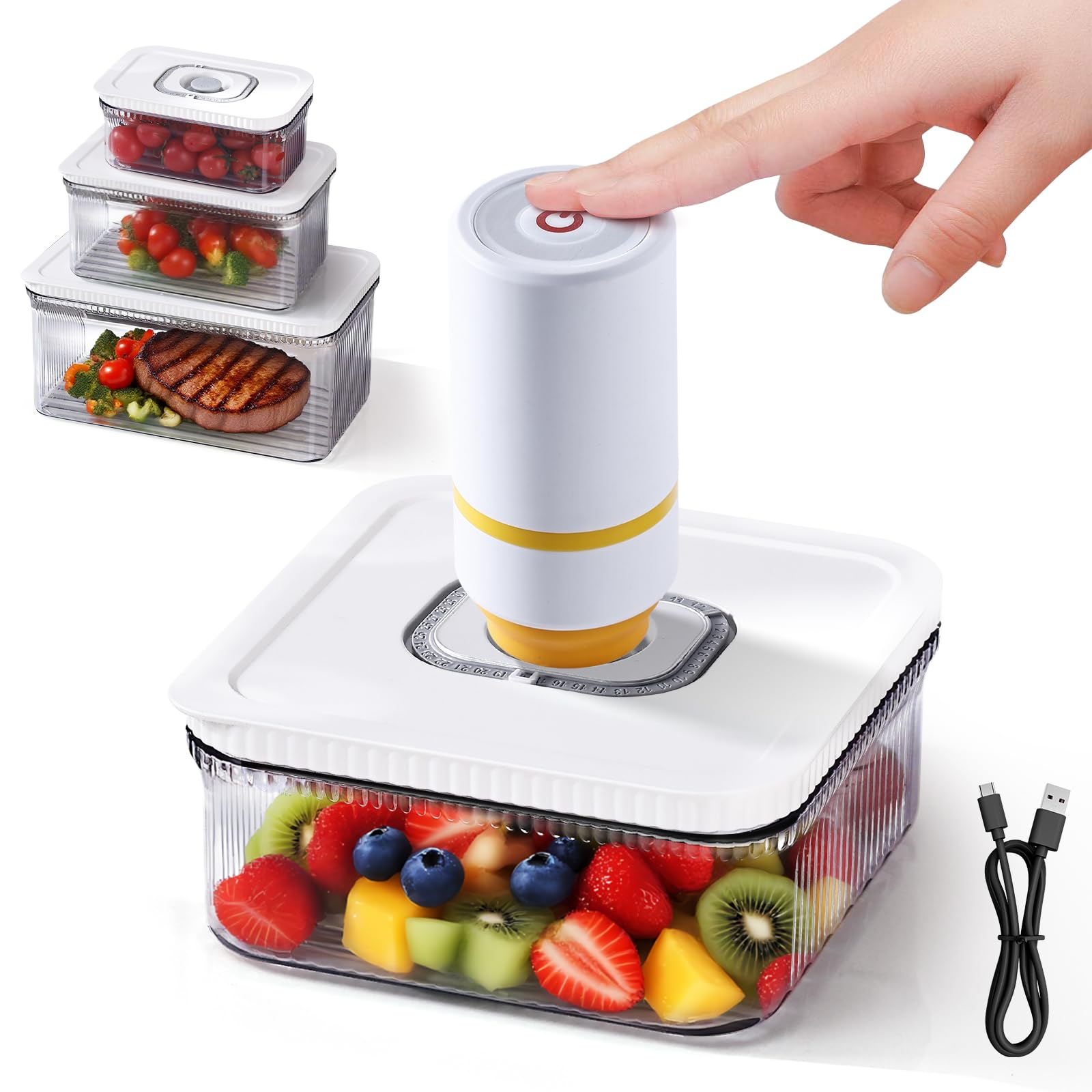 Amazon｜Packlyx 真空保存容器 自動真空 保存容器 1.2L ABS食品級素材
